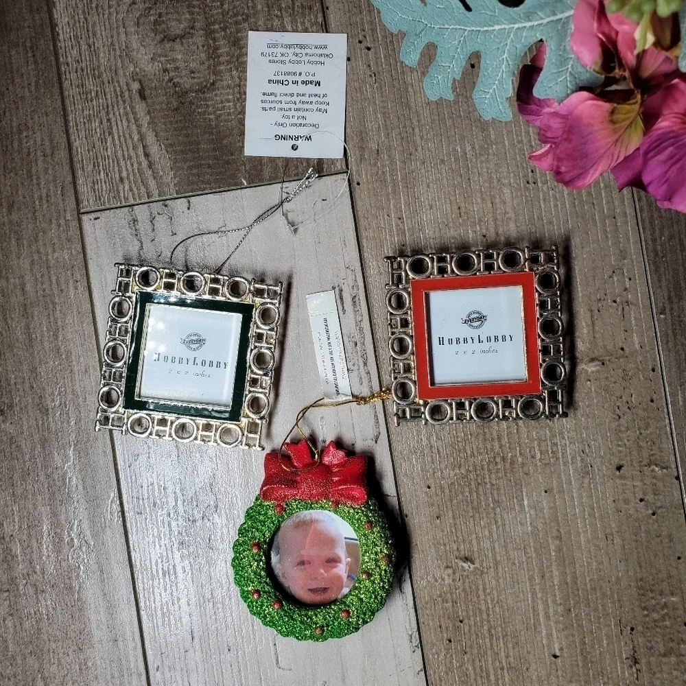 NWT Hobby Lobby Photo Frame Christmas Tree Ornament Bundle 3pc